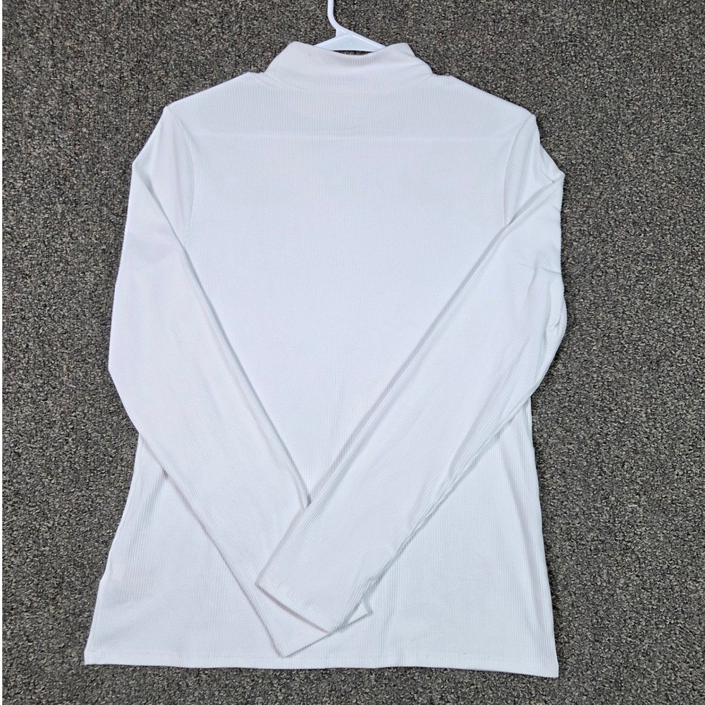 No Boundaries Mock‎ Neck Top Womens XL White Ribbed Long Sleeve Shirt